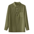 thumbnail image 6 of LYXSSBYX Men's Performance Long Sleeve Shirt Moisture Wicking Crew T-Shirt Baggy Cotton Linen Solid Pocket Turn-down Collar Tops, 6 of 8