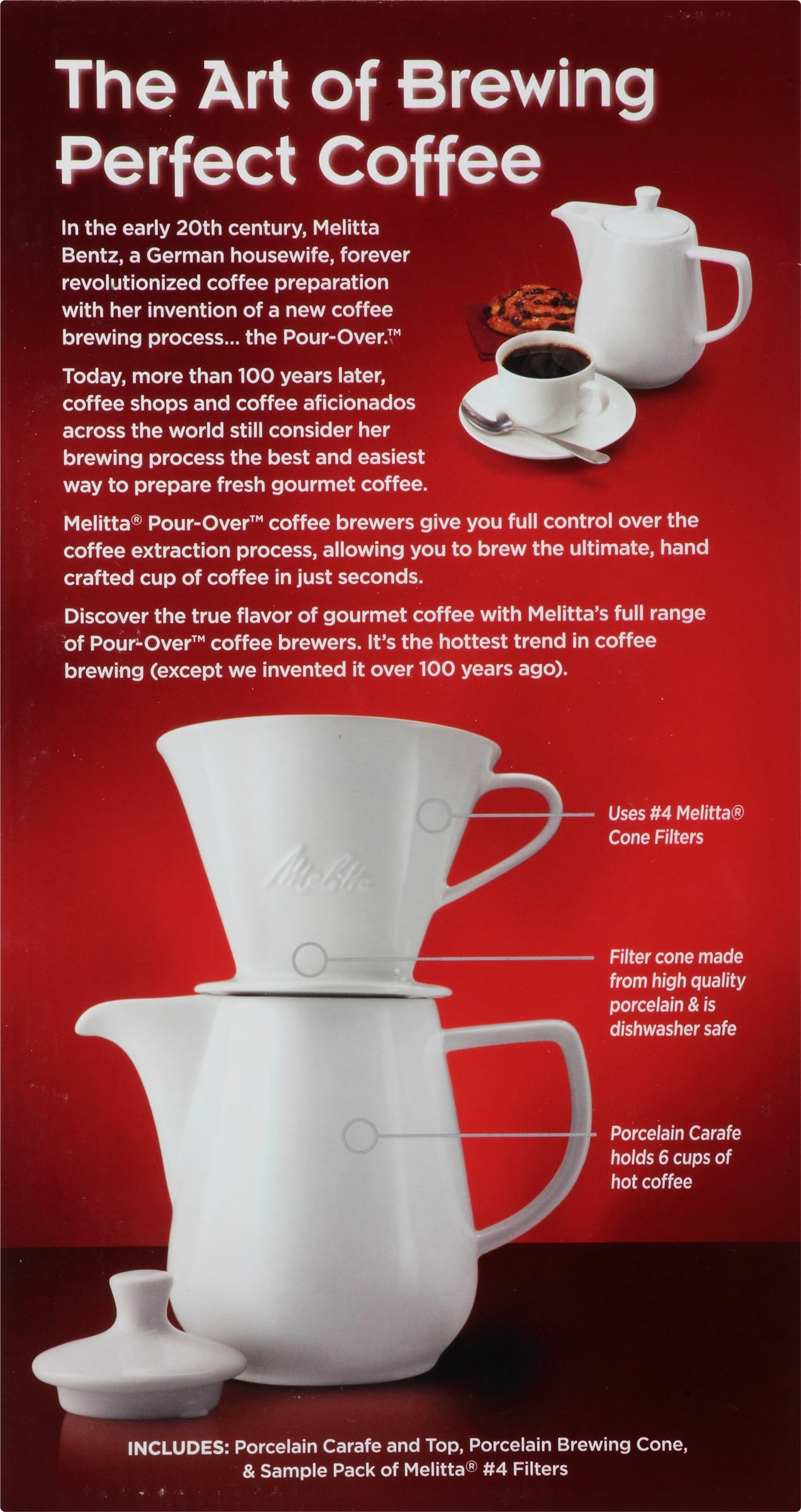 Melitta® Pour-Over? Porcelain Brewer 6 Cup Coffee Maker Box