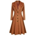 thumbnail image 1 of Womens Winter Lapel Button Long Trench Coat Jacket Ladies Overcoat Outwear, 1 of 3