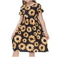 thumbnail image 2 of AURIGATE Toddler Baby Girl Dress Toddler Kids Baby Girls Fashion Cute Short Sleeve Flowers Pattern Princess Dress, 2 of 5