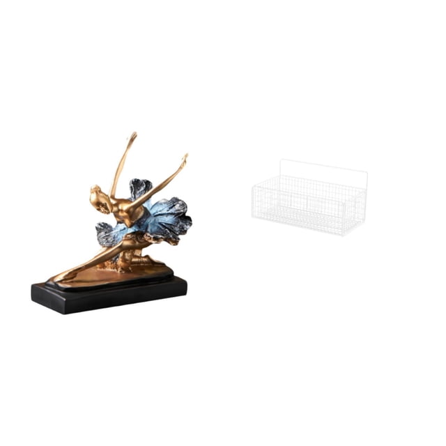 Figura decorativa de bailarina de ballet, estatua de bailarina, regalo para escritorio, con cestas colgantes, estantes, organizador de metal para baño