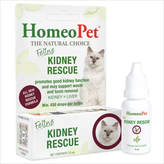 HomeoPet Feline KIDNEY RESCUE, Kidney Function Support Drops for Cats, 15 mL