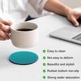 thumbnail image 4 of Teal Boho Coasters Set of 6, Farmhouse Abstract Geometric Aesthetic Art Absorbent Coasters for Drinks, Coaster for Bar Office Dining Coffee Table Accessories Decor, Non Slip Round Desk Coaster, 4 of 9