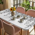 thumbnail image 3 of Eucalyptus Leaves Table Cloths for 5 Foot Rectangle Tables, Black Grey Summer Botanical Weeping Patio Waterproof Elastic Fitted Tablecloths, Washable Rectangular Table Cover for Camping, 3 of 8