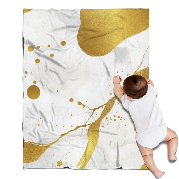 White Gold Marble Pattern Blanket,Comfortable Soft Flannel Throw Blanket,All Season,Warm Lightweight Blankets for Sofa Bed Couch Living Room Chair,30"x40"