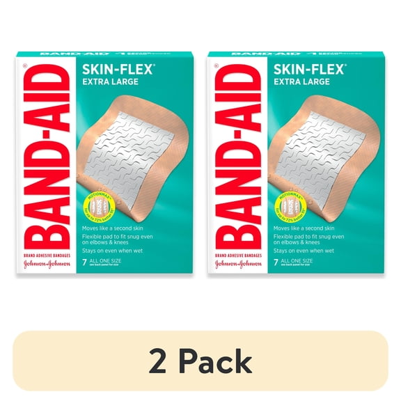 (2 pack) BAND-AID Brand Skin-Flex Adhesive Bandages, Extra Large, 7 Count