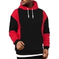 thumbnail image 2 of WTOBBY Men's Patchwork Color Block Hoodie, Long Sleeve Casual Pullover Sweatshirt, Artistic Street Style Design,Wine 3XL, 2 of 5