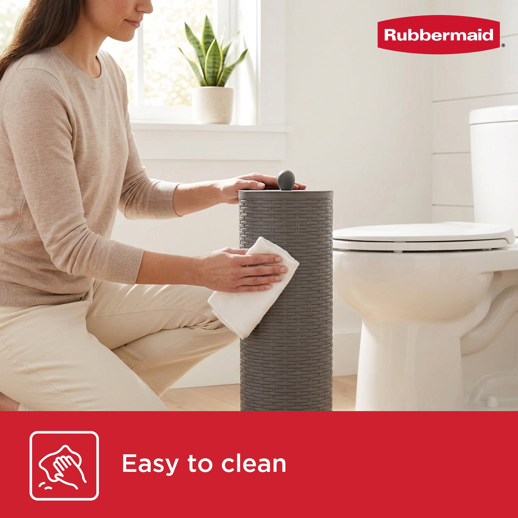 Rubbermaid Charcoal Gray Toilet Paper Holder with Lid, Holds 4 Rolls