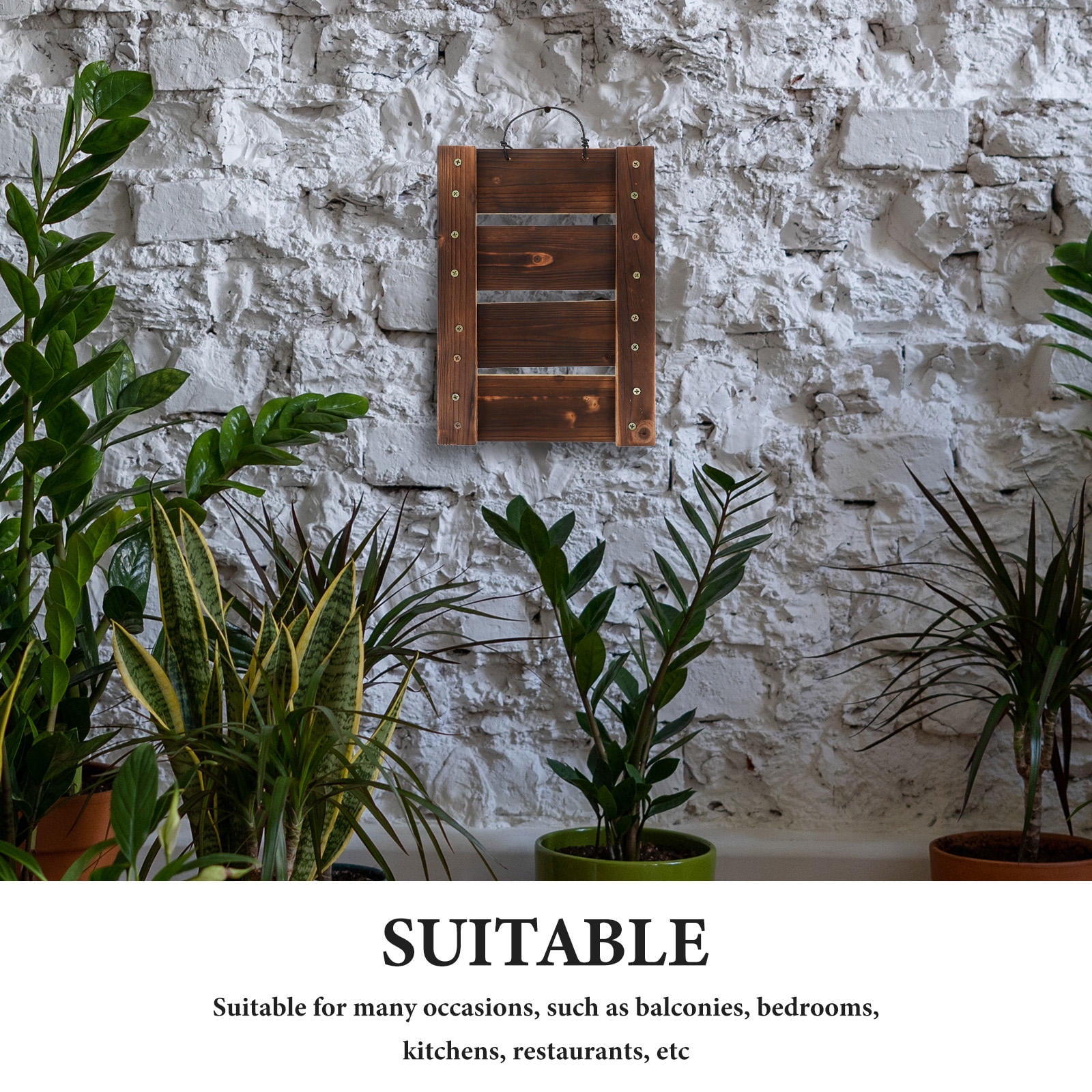 UPOUART Wall-Mounted Wooden Planter for Ferns, Space-Saving Indoor Outdoor Hanging Plant Holder, Balcony Garden Decor, 1 Set