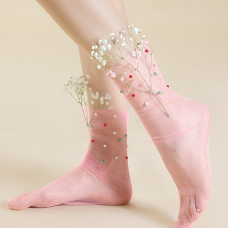 

10 pair Women s Fashion Silk Stockings Socks Breathable Lace Socks Solid Color Socks Color Random