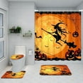 thumbnail image 7 of Halloween Cute Cat 4PC Shower Curtain Set with Rugs Black Spider Web Bathroom Curtains Shower with Non-Slip Rug Toilet Lid Cover Bath Mat and 12 Hooks 72x72 inches, 7 of 7