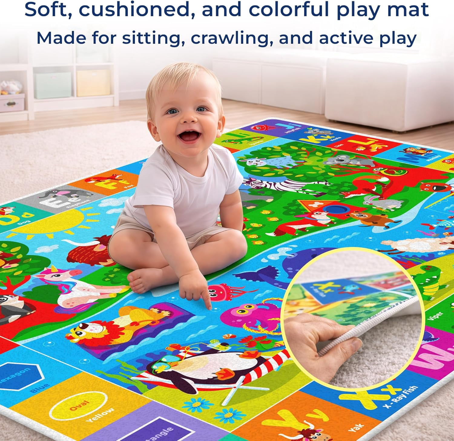 Quokka Baby Mat for Floor Play for Babies 6-12 Months – Super Soft Baby Floor Play Mat for Toddlers 1-3 – Extra Large Thick Plush Rug for Nursery