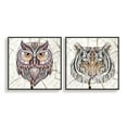 thumbnail image 2 of wall26 Framed Canvas Wall Art for Living Room, Bedroom Wood Panels Owl and Tiger Illustration Canvas Prints for Home Decoration Ready to Hang - 24"x24"x2 Panels, 2 of 4