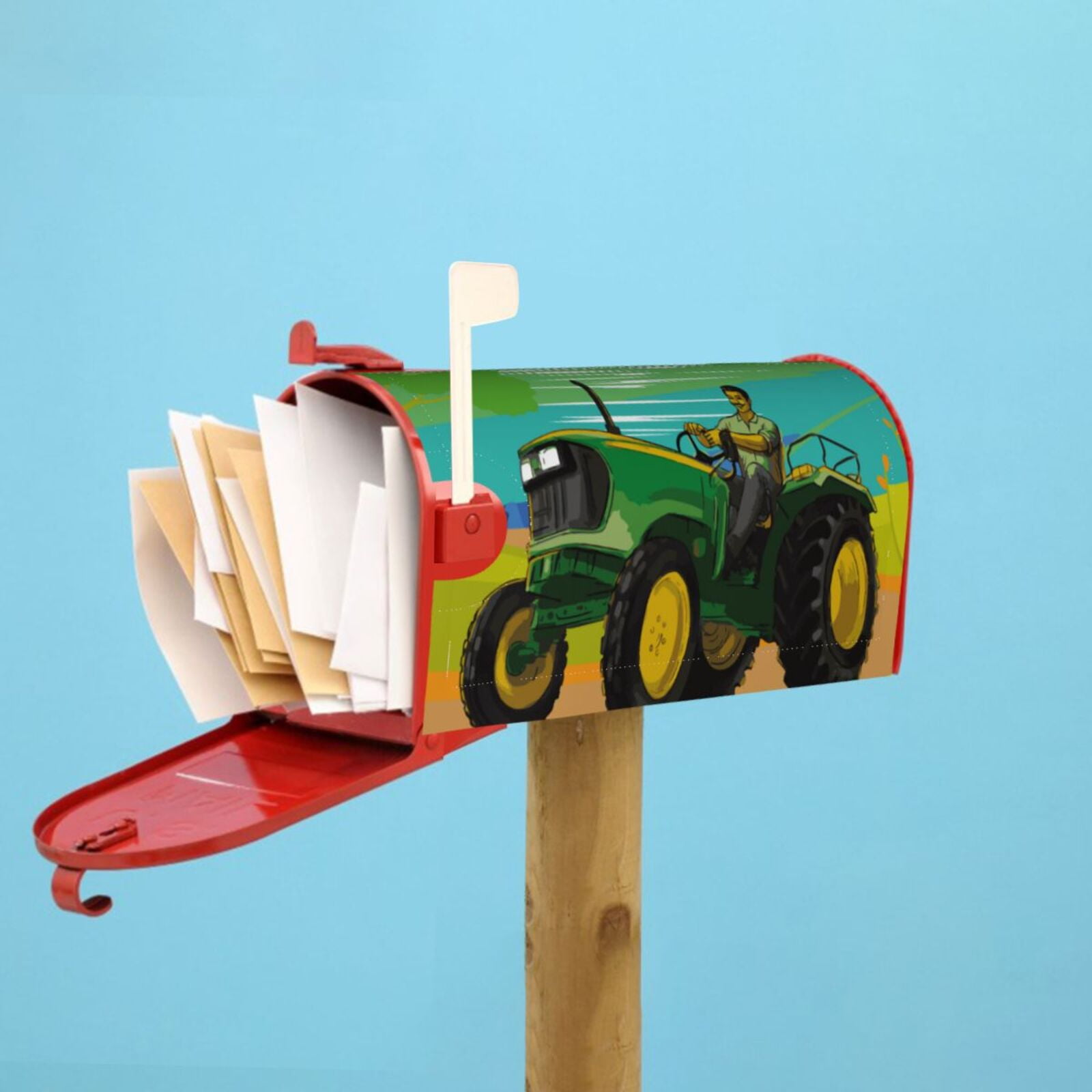 Xecao farmer working with tractor at field for Mailbox Cover with Magnetic Strips, Waterproof and Sunscreen, Adds a Decorative Touch to Your Garden Yard-21x18 in