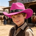 thumbnail image 4 of Bobifish Boys Cowboy Hat Wide Brim Cowboy Hat With Bull Decoration Holiday Casual Activity Hat For Sun Protection, 4 of 4