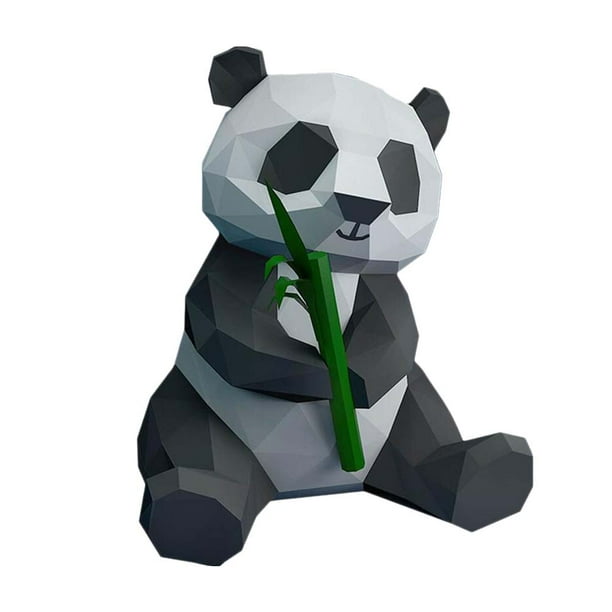 1 modelo de papel 3D de panda y bambú, adorno decorativo moldeado a mano, juguete geométrico de origami (papel de cartulina).
