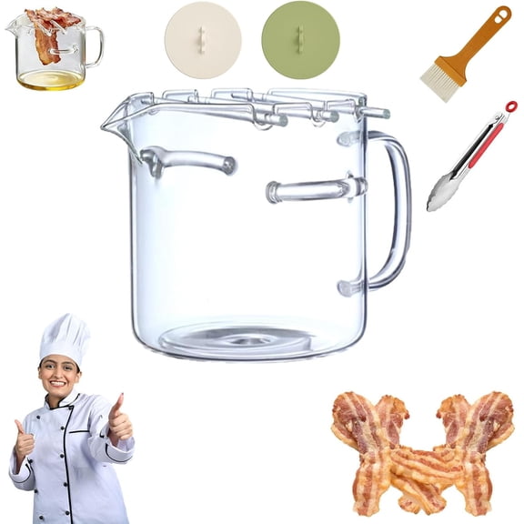 Glass Microwave Bacon Cooker(2.1L/74Oz), Heat Resistant, Non-Stick Oil, Upgrade Multifunctional Glass Bacon Grill, Glass Bacon Cooker for Microwave Oven(1 PCS)