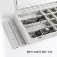 thumbnail image 3 of Jewelry Organizer Tray with Clear Lid 24 Grids Velvet Drawer Insert Jewelry Storage Box with Glass Lid Display Case Showcase Holder with Lock Gi, 3 of 7