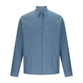 thumbnail image 4 of USNSM (M-5XL) Big and Tall Mens Dress Shirts Long Sleeve Linen Dress Shirts Casual Lapel Button Down Shirt with Pocket Blue XXXXXL, 4 of 6