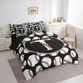 thumbnail image 4 of Homewish Baseball Initial Letter Bedding Comforter Set 7 Pieces, Cartoon Monogrammed T Full Bedding Set, Kawaii Ball Print Reversible Fitted Sheet Flat Sheet, Breathable Home Decor, 4 of 8