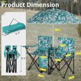 thumbnail image 2 of 2-Seat Folding Chair with Removable Sun Umbrella, Portable Camping Chair with Storage Pocket and Cup Holders, Outdoor Beach Chair for Beach, Patio, Park, Pineapple Pattern, 2 of 9