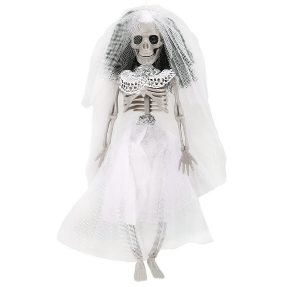 TABLZONE Spooky Sculpture Skeleton Bride Decoration White Plastic 1Pack