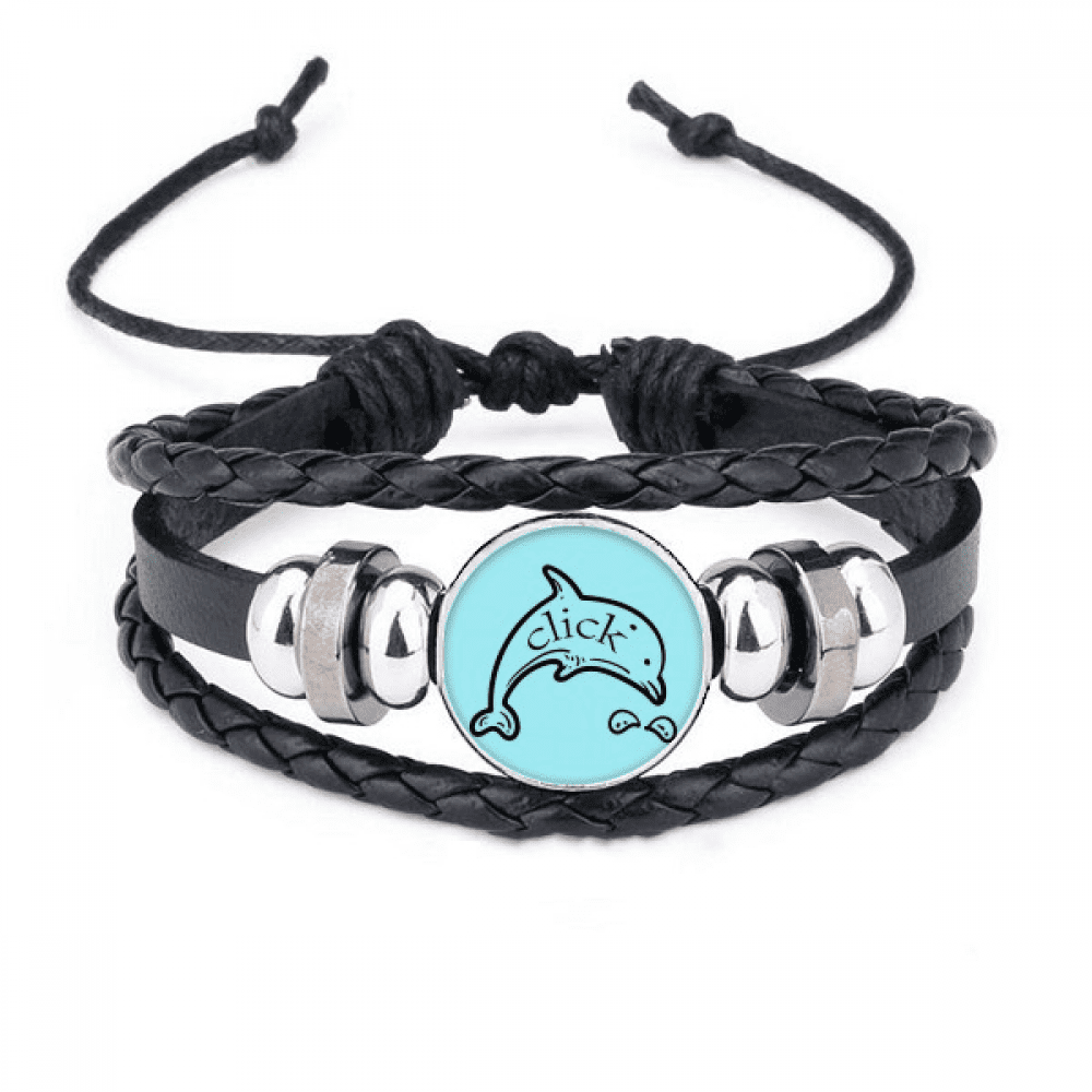 Dolphin Porpoise Bracelet Braided Leather Woven Rope Wristband ...