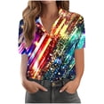 thumbnail image 5 of Mifsaly Short Sleeve Button Down Shirts for Women Lapel Collar V Neck Blouses Patriotic Hearts American Flag Print Independence Day Tops 2026 M, 5 of 6