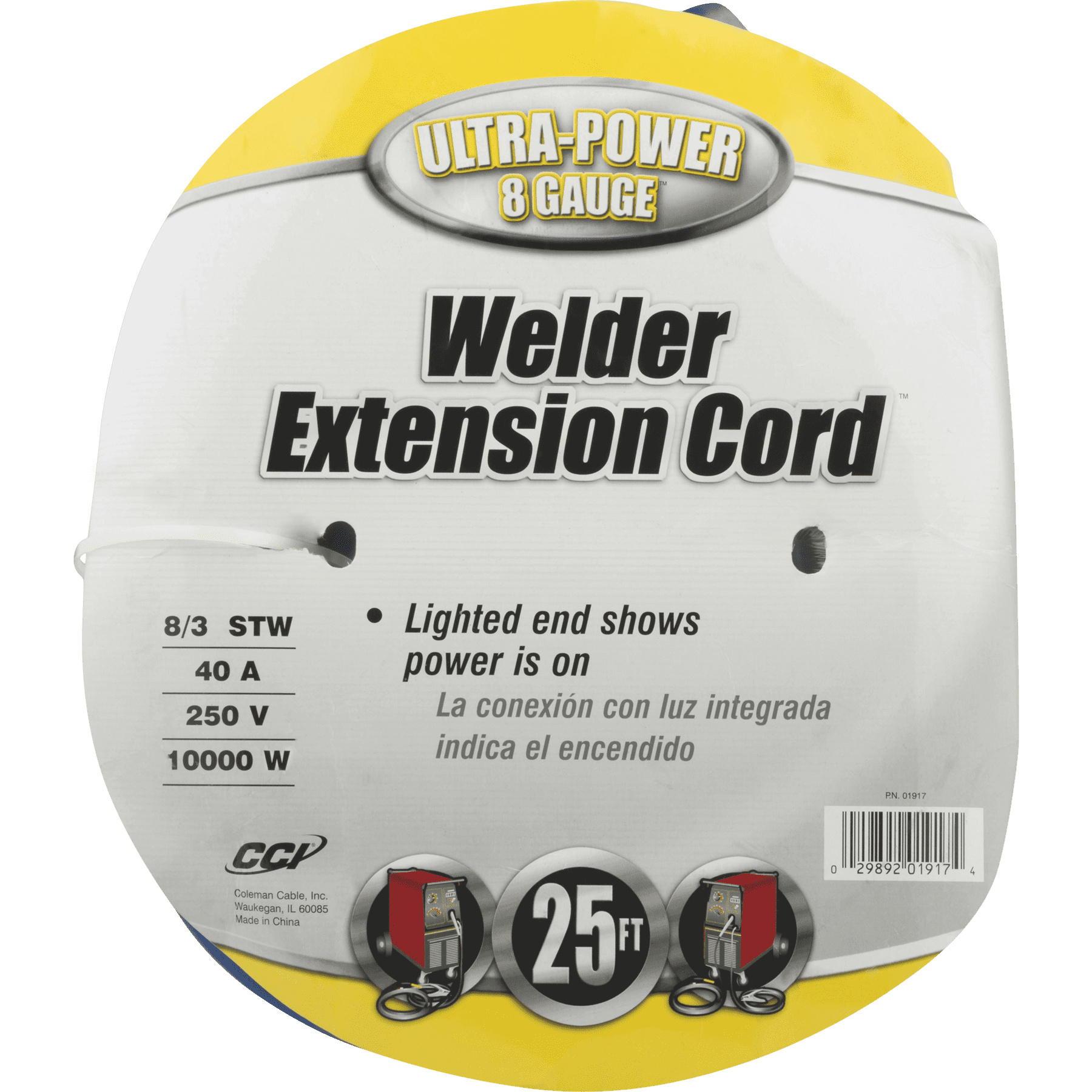 Southwire 19178806 8/3 25’ Stw Blue Heavy-Duty Welder Extension Cord
