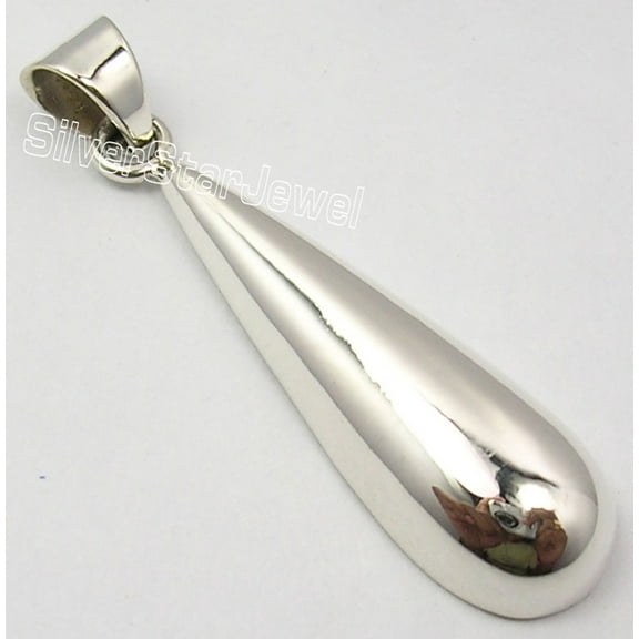 SilverStarJewel .925 Solid Silver Exclusive Huge Drop Style Unisex Jewelry Pendant 1.7" Bijoux