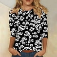 thumbnail image 2 of CYMMPU Blouses for Women Dressy Casual Crew Neck Tunic Tops Floral Pattern 3/4 Sleeve Fall Trendy Shirts Spring Tops Loose Fit Lightweight Basic Tees Multicolor M, 2 of 5