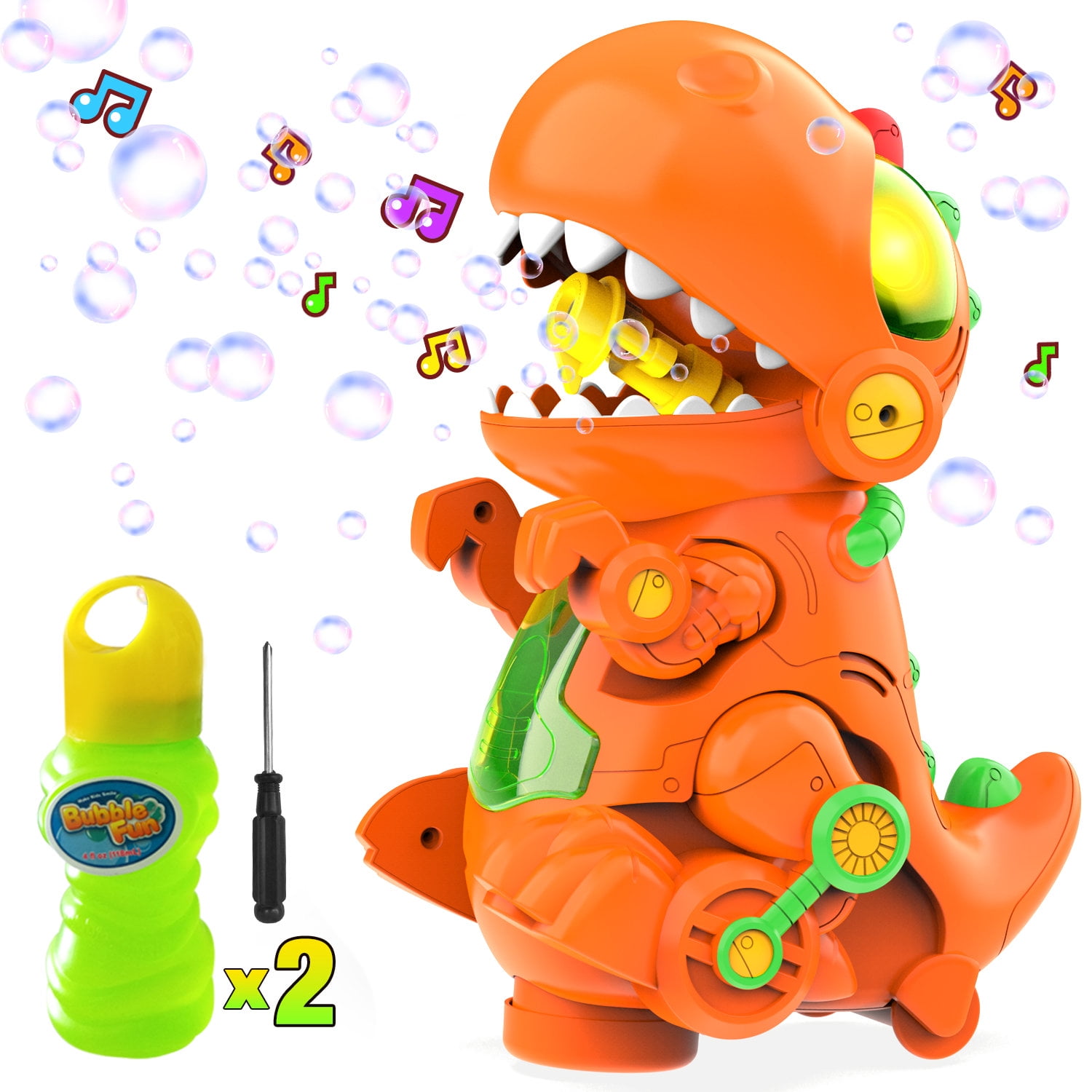 WisToyz Bubble Machine, Walk & Stand Dinosaur Bubble Maker with Music