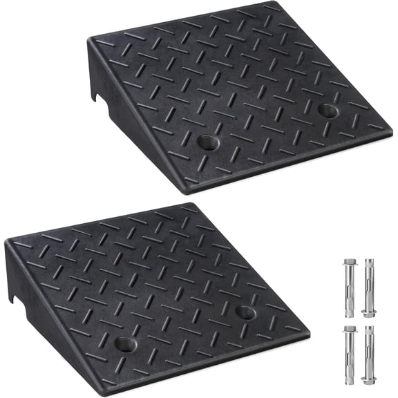 Rubber Curb Ramp, 7 1/8" Rise Height 2 Pack, Heavy-Duty 3 T Capacity Threshold Ramps, 19.7" L x 19.7" W Driveway Ramps for Cars, Wheelchairs, Bikes, Motorcycles