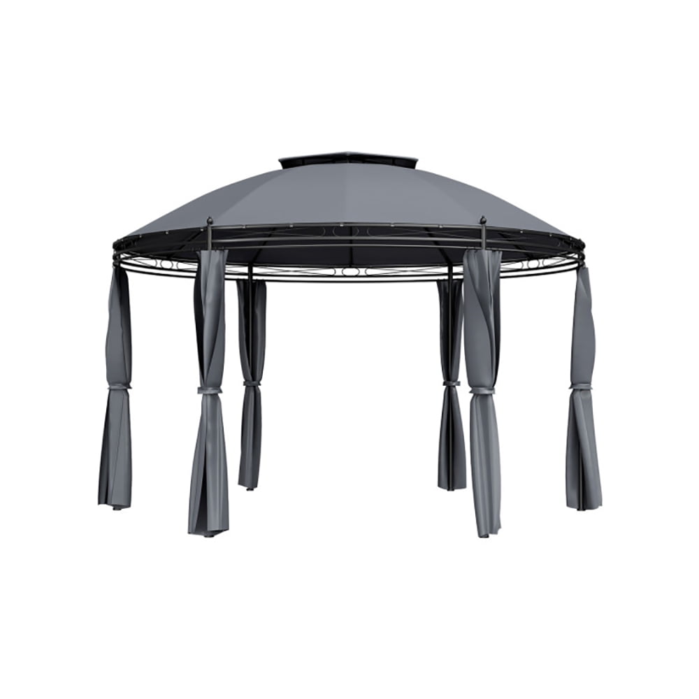 Aimee Lii 11.5 ft Outdoor Patio Round Dome Gazebo Canopy Shelter with Double Roof Steel, Backyard Canopy Gazebo for Party Wedding BBQ Events, Gray Aimee Lii 11.5 ft Outdoor Patio Round Dome Gazebo Canopy Shelter with Double Roof Steel, Backyard Canopy Gazebo for Party Wedding BBQ Events, Gray