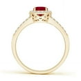 thumbnail image 2 of ANGARA Natural Oval 1 ct Ruby Split Shank Halo Engagement Ring in 14K Yellow Gold for Women (Size-7x5mm) | July Birthstone, Birthday, Anniversary, Jewelry Gift for Women | Natural Ruby Ring, 2 of 9