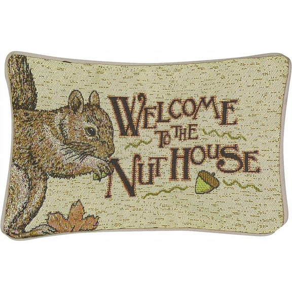 Manual Woodworker Nuthouse Decorative Throw Pillow Brown 12.5 x 8.5 Inch