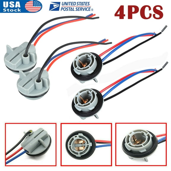 4PCS 1157 LED Stop Brake Turn Light Bulb Socket Harness Wire Pig Tail Plug USA