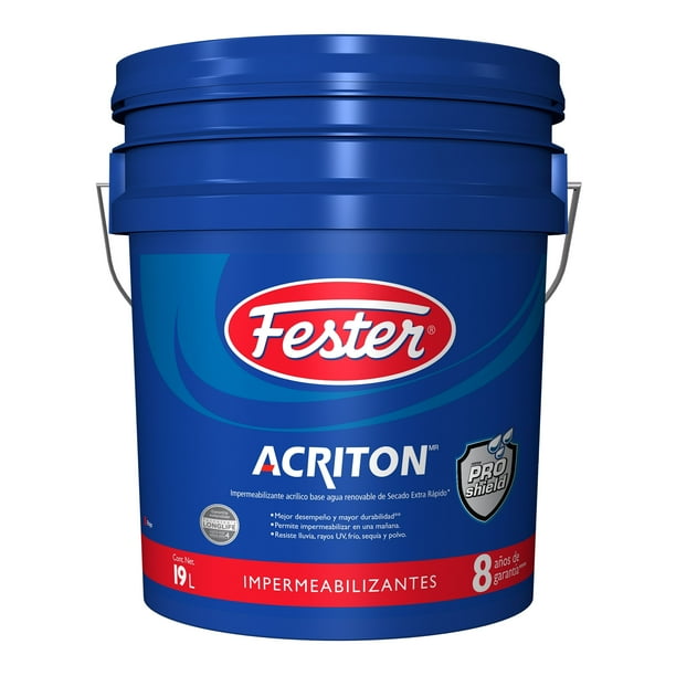 Impermeabilizante Acrílico Base Agua Renovable de Secado Extra Rápido Fester Acriton ProShield 8 Años 19 L Rojo
