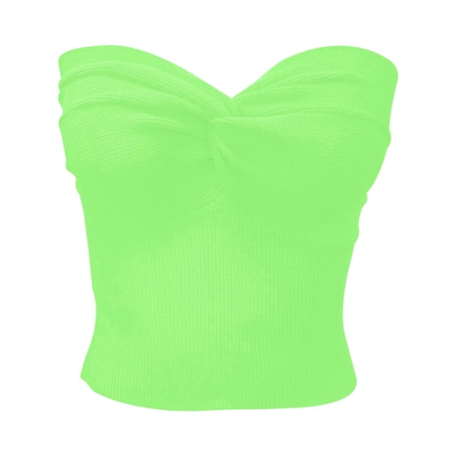 Top elegante sin tirantes de punto liso para mujer - Top corto con sujetador bandeau elástico para ocasiones informales o fiestas