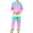 thumbnail image 2 of Bixock 2 Piece Outfits for Men,Pajamas for Men Gradient Print Long Sleeve Lapel Cardigan Top with Pocket and Long Pants Home Loungewear Set, 2 of 6