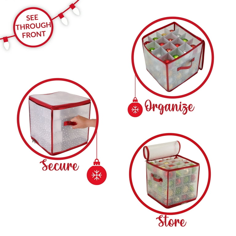 64 Ornament Organizer Christmas Whitmor Storage Cube Divider Holder Red New