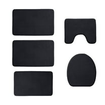 CASAFUN Thick Memory Foam Bath Mat Set 5 Pc Super Absorbent Quick Dry Non-Slip Toilet Seat Mat Shower Rug Bathroom Carpet Machine Washable for Bathroom,Kitchen,Living Room,Tub and Shower