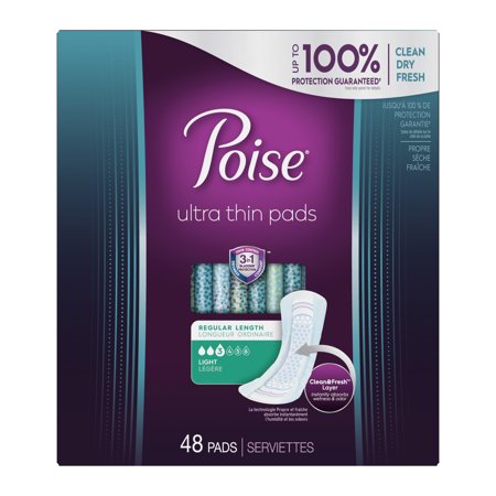POISE ULTRA THIN INCONTINENCE PADS FOR WOMEN, POSTPARTUM PADS, LIGHT ABSORBENCY, 144CT