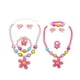 thumbnail image 3 of 2 juegos de joyas de plástico con diseño de flores, collar, pulsera, anillo, aretes, kit de joyería de dibujos animados, favor de fiesta para niñas y niños que usan, 3 of 6