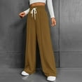 thumbnail image 4 of Hpapadks Casual Pants for Women Solid Versatile Leisure High Waisted Drawstring Wide Leg Sweatpants Slacks for Women Coffee S, 4 of 7