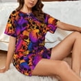 thumbnail image 4 of Fotbe Skull Conjunto de Pijama Estampado para Mujer, 2 Piezas, Ropa de Dormir con Camiseta de Manga Corta y Shorts Suaves-Medium, 4 of 6