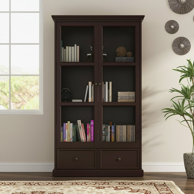 Bookcase with glass doors hotsell walmart