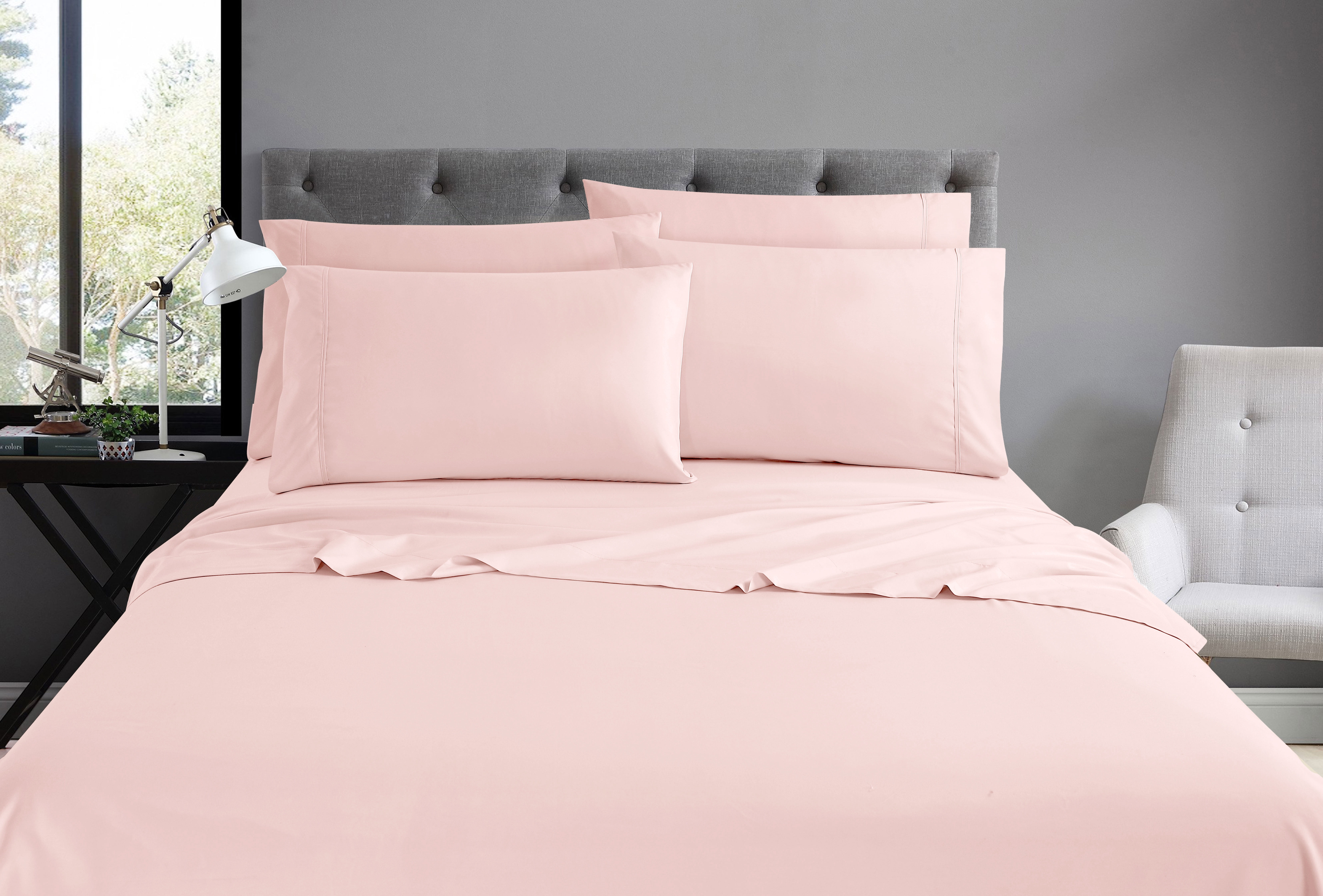 Swift Home Luxury 6-Piece Sheet Set with Extra Pillow Case, Queen, Blush