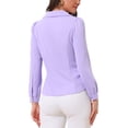 thumbnail image 3 of CAMISA DE MUJER CON BOTONES INSPIRE CHIC, CUELLO PETER PAN, CON LAZO, BLUSA DE COLOR SÓLIDO L LILA, 3 of 6
