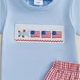 thumbnail image 7 of HCNTES Toddler Boy 4th of July Patriotic Clothes Set, American Flag Embroidered T-Shirt & Plaid Shorts, 2Pcs Independence Day Outfits 6 12 18 24M 2T 3T, 7 of 7